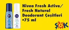 NİVEA FRESH ACTİVE/FRESH NATURAL DEODORANT ÇEŞİTLERİ 75 ML